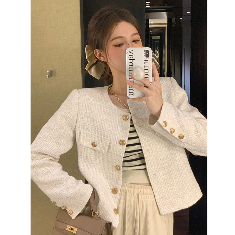 小香風加厚外套女裝冬季2023新款法式短款高級感炸街氣質百搭上衣
