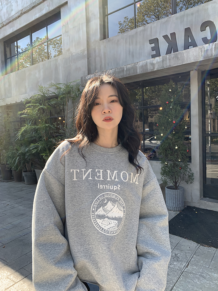 Official photo plus velvet 250g / David's round neck autumn and winter sweatshirt for women plus velvet