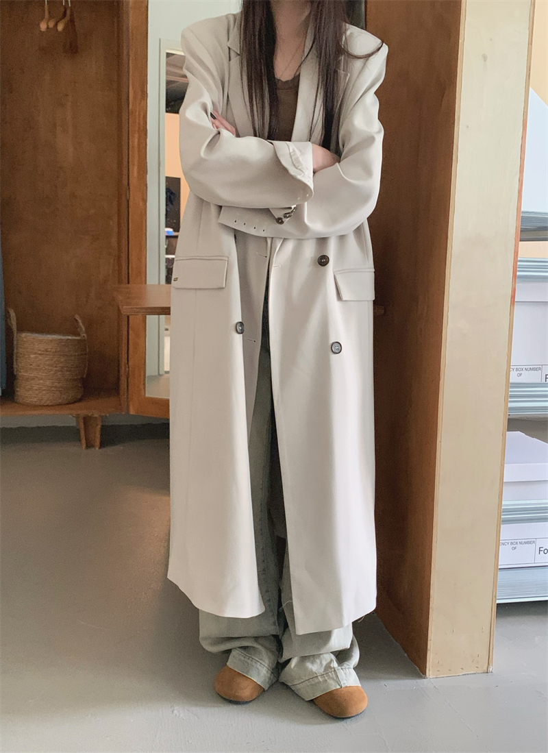 實拍 西裝大衣外套女長款春秋季小個子正肩西服設計感小眾