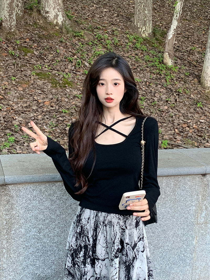 Actual shot ~ pure desire style slimming and versatile long-sleeved T-shirt for autumn