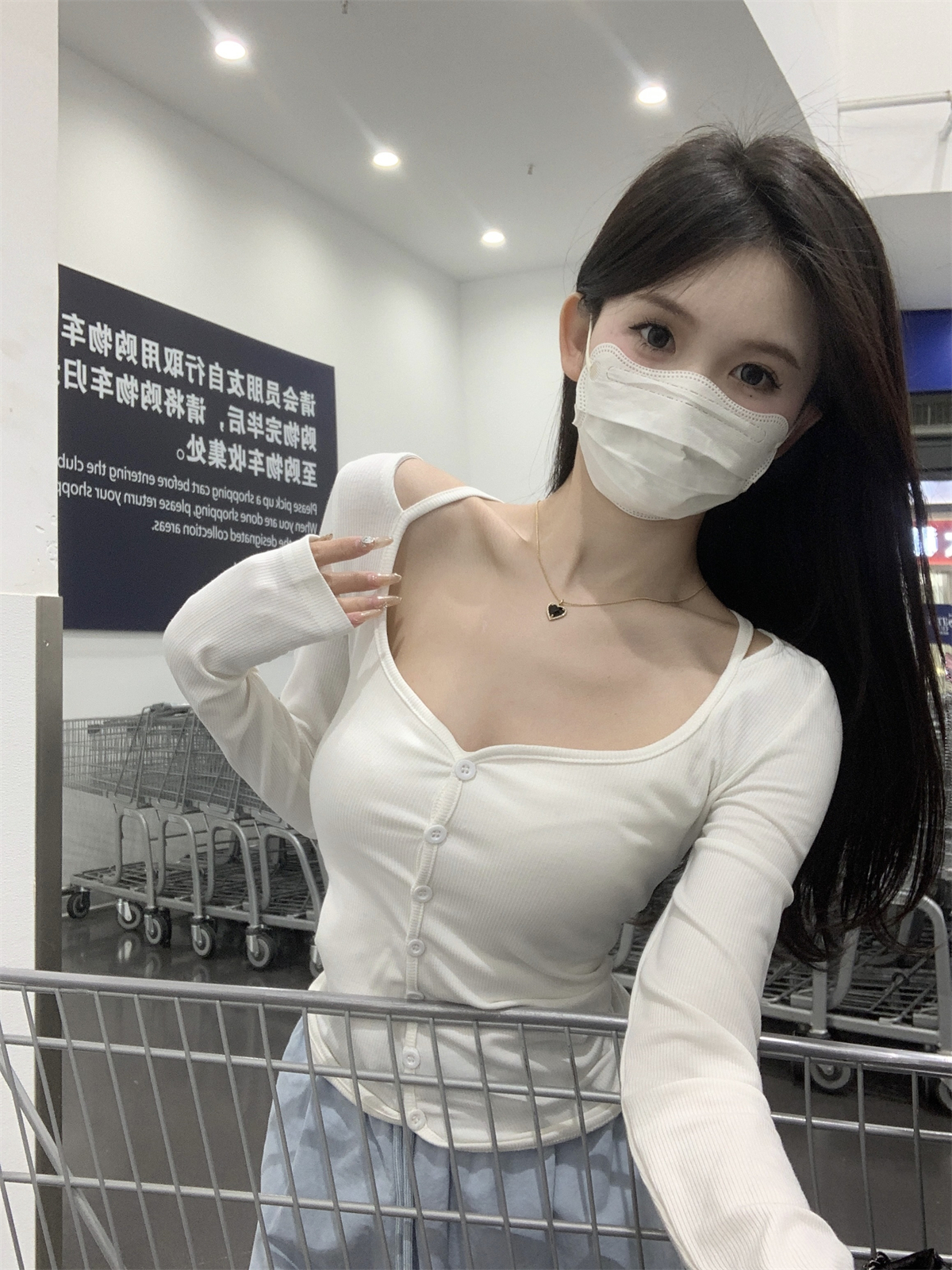 實拍 秋冬韓版修身掛脖純色單排扣褶皺設計感純棉長袖T恤上衣