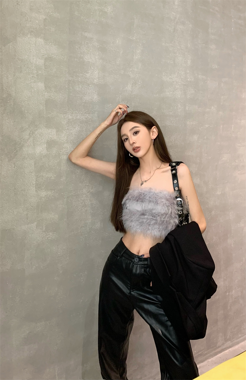 Actual shot of a high-end furry tube top with a retro style and design
