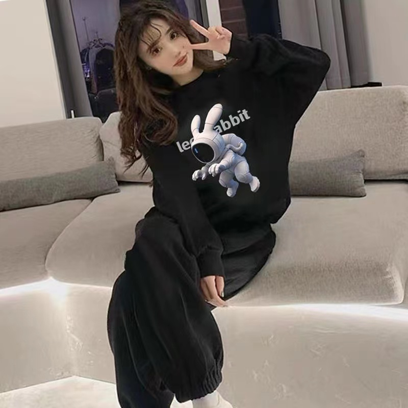 Sweatshirt and sweatpants sports suit for women, spring and autumn thin section, 2023 new fashion, foreign style, age-reducing, fashionable two-piece set