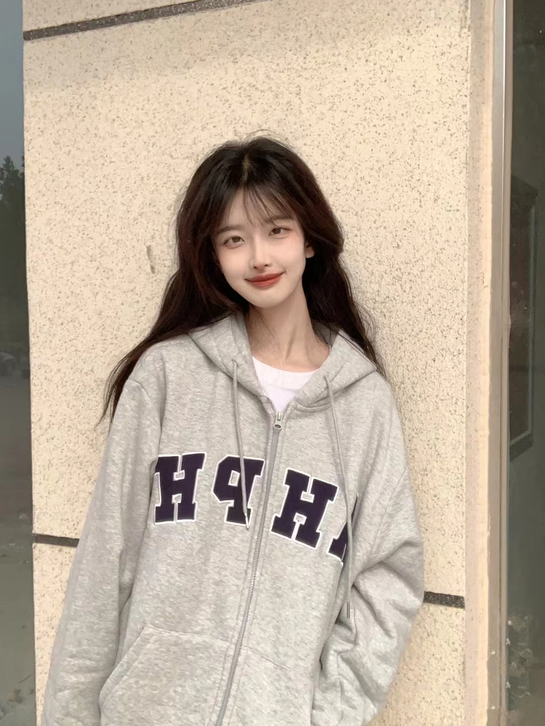 Chinese cotton composite super soft 330g American high street oversize hooded sweatshirt for women spring and autumn ins trend lazy style