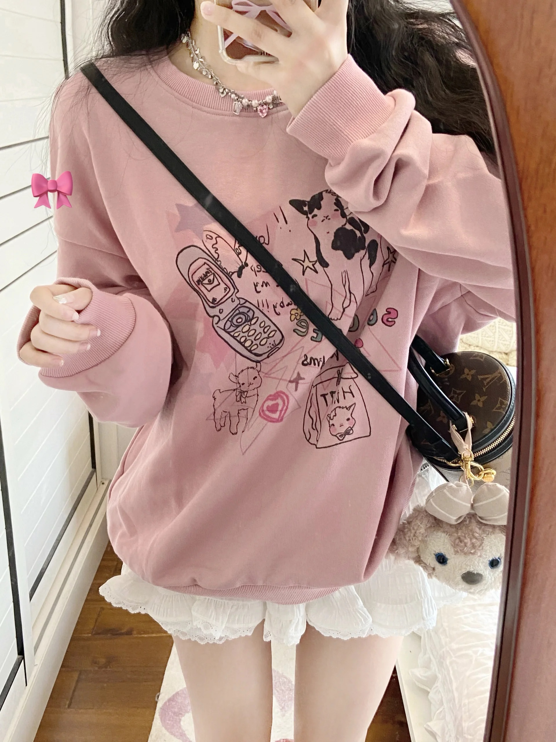 Anti-cotton Chinese cotton composite milk silk 300g/silver fox velvet 400g round neck sweatshirt for women