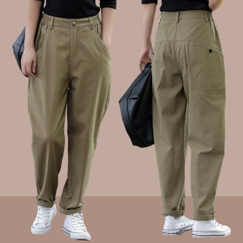  Spring and Autumn New Women's Small Foot Harem Pants Overalls Carrot Casual Pants Nine-Point Loose Straight Pants