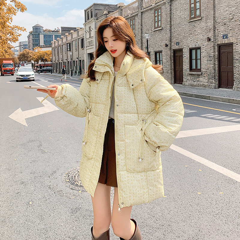 Real shot of duck and duck's same style down jacket and cotton padded jacket for women, fashionable waist design, small fragrant style, thickened fashionable cotton padded jacket