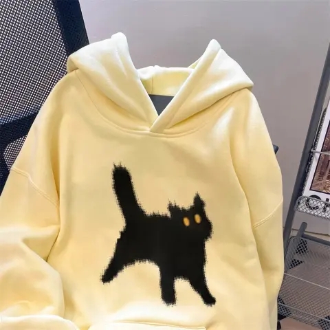 Chinese cotton composite milk silk 300g/silver fox velvet 400g front printed hooded sweatshirt for women
