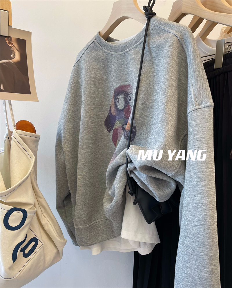 2023年新款時尚休閒 秋裝薄款衛衣女大碼 後包領 拉肩線 M-XXXL