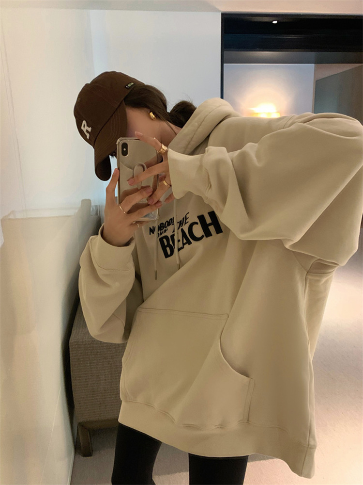 Official photo fleece 250g / David's hooded autumn and winter sweatshirt for women plus fleece