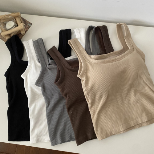 Actual shot~Autumn and winter simple solid color velvet thickened close-fitting inner wear with chest pad thermal vest bottoming shirt for women