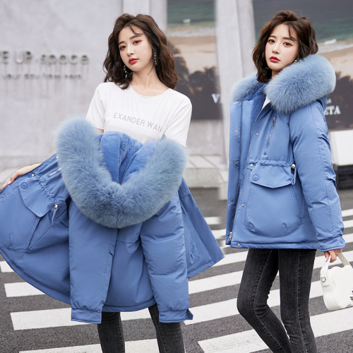 Actual shot of down jacket Korean version  winter new style large fur collar lamb wool cotton coat loose pie jacket women's cotton coat