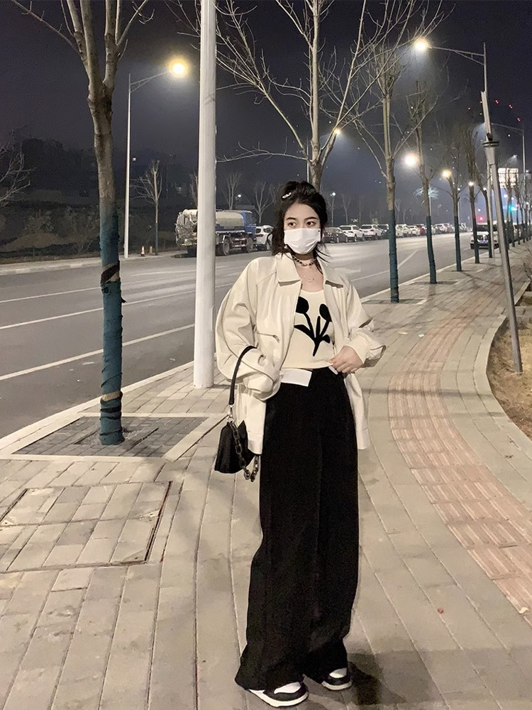 美式復古小香風皮衣外套女春秋裝寬鬆設計感小眾夾克上衣