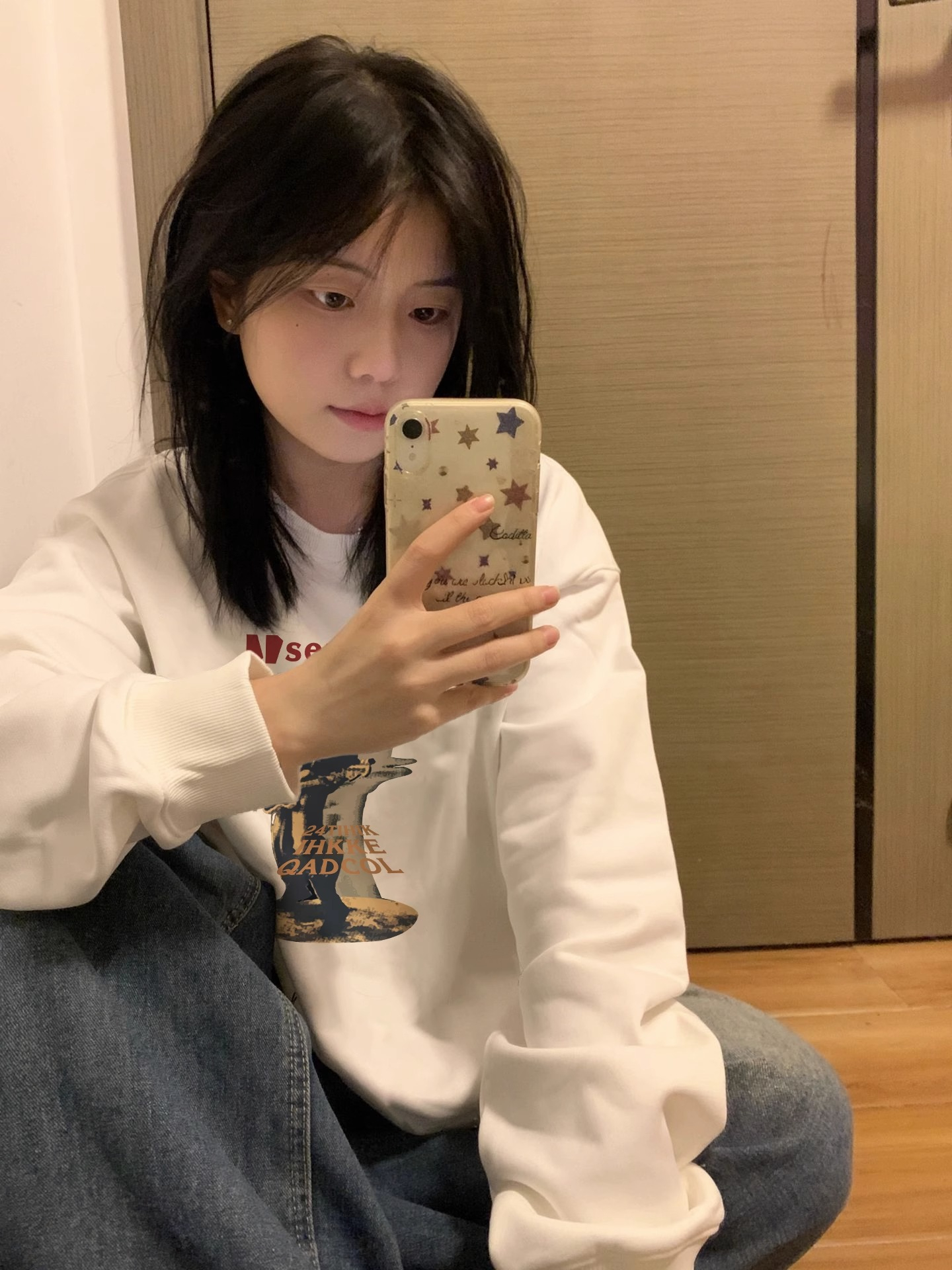 CVC棉麵食毛華棉複合/牛奶絲320克銀狐絨400克前 印花圓領衛衣女