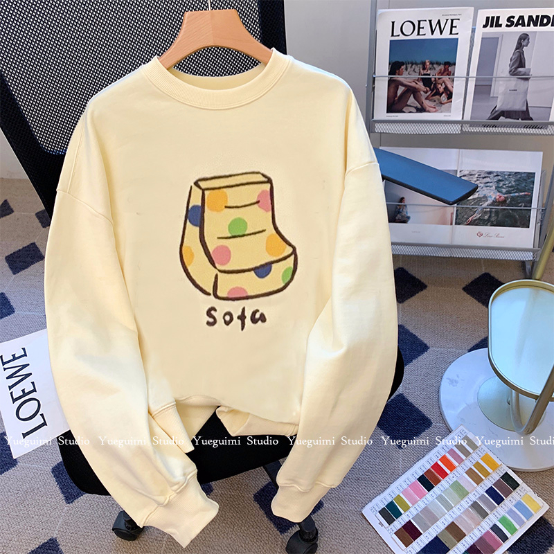 官圖  秋裝薄款衛衣女大碼 後包領 拉肩線 M-XXXL