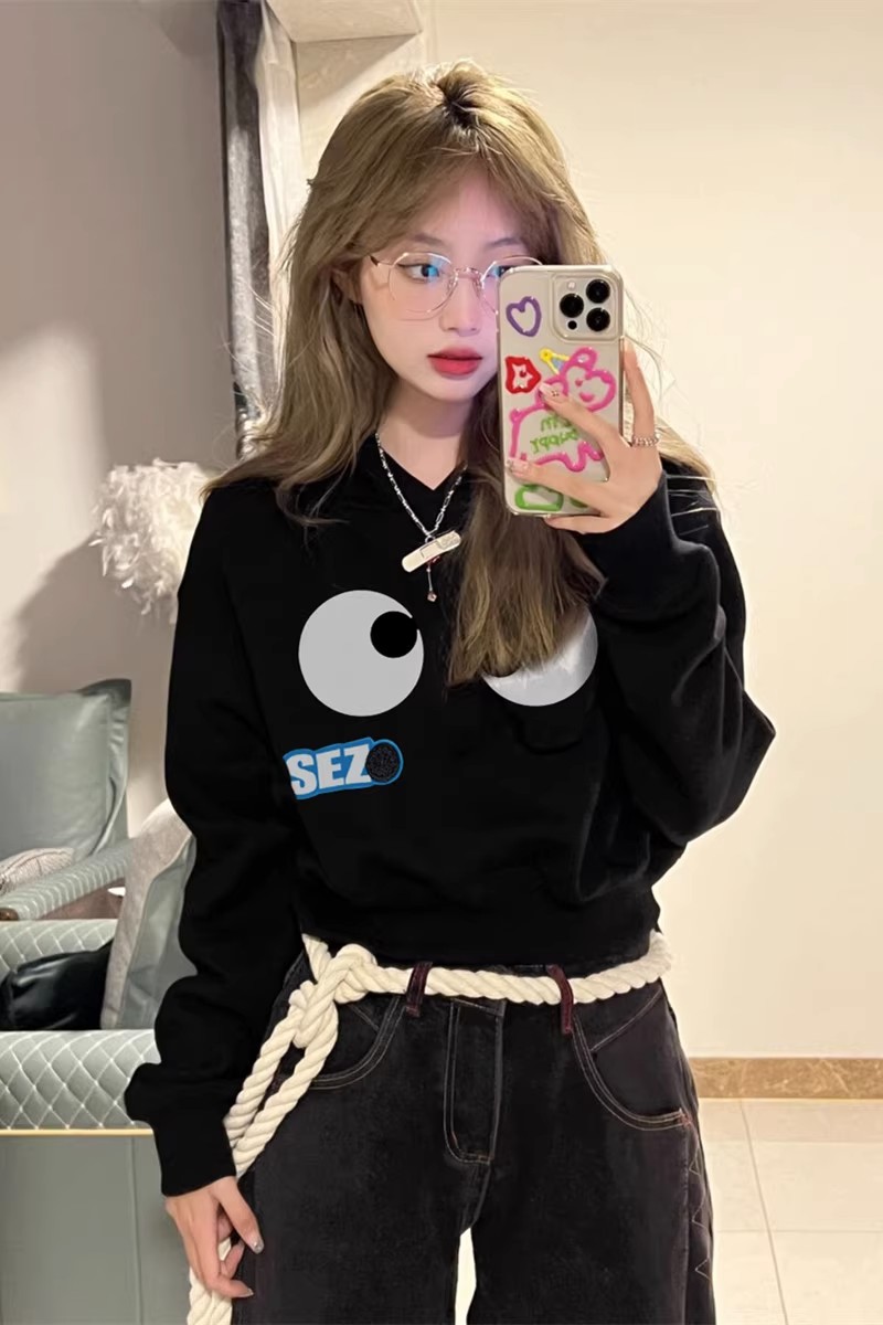 Hooded sweatshirt for women autumn and winter 2023 new loose age-reducing western style design niche sweet and cute short coat