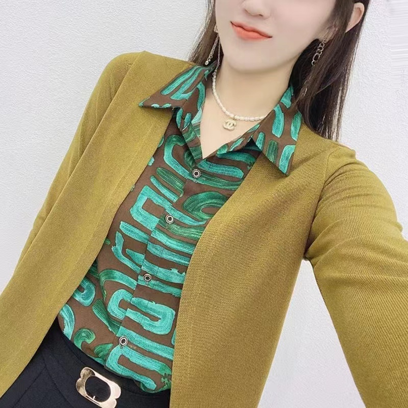 Quality Autumn new fake two-piece long-sleeved shirt women's long-sleeved shirt top