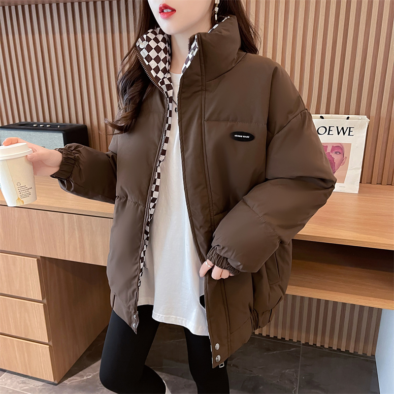 First real shot of women's cotton-padded clothes 2023 new Korean style mid-length student cotton-padded clothes loose thickened cotton-padded jacket