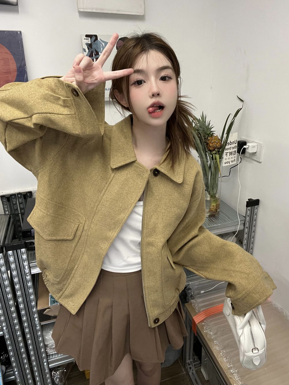 Actual shot of three standard, high-end, small and chic jackets for women