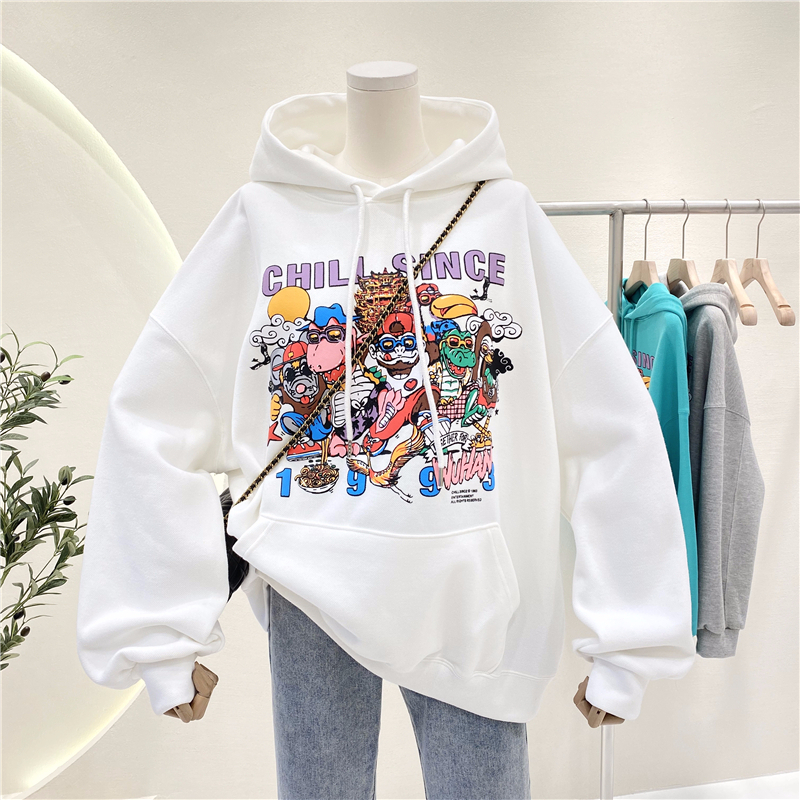 2023 New Loose Casual Women's Clothing, Velvet 250g / Large Hooded Autumn and Winter Sweater Women's Velvet
