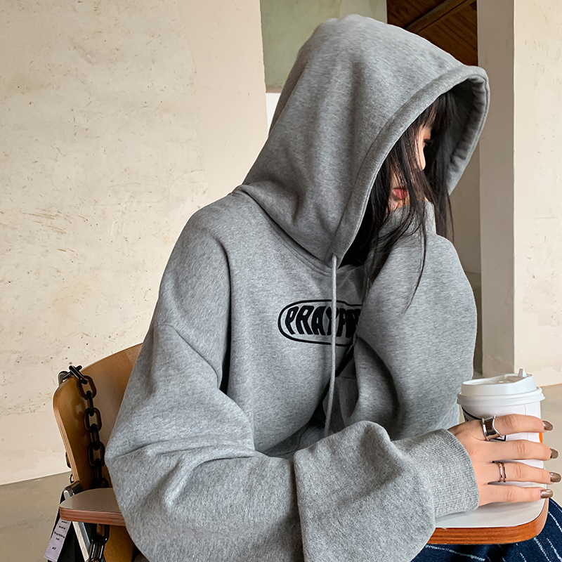 Official photo fleece 250g / David's hooded autumn and winter sweatshirt for women plus fleece