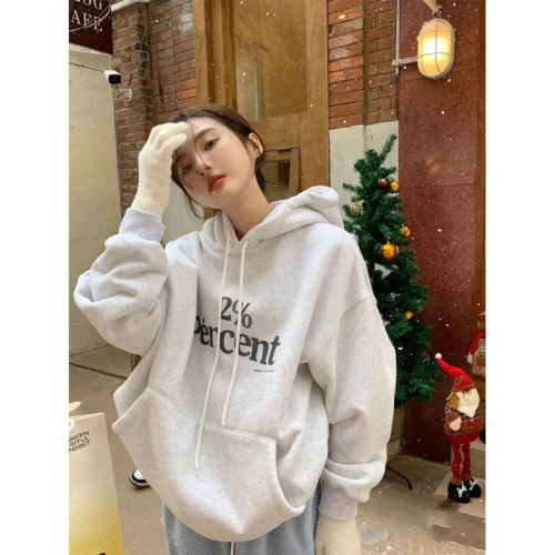 Official photo fleece 250g / David's hooded autumn and winter sweatshirt for women plus fleece