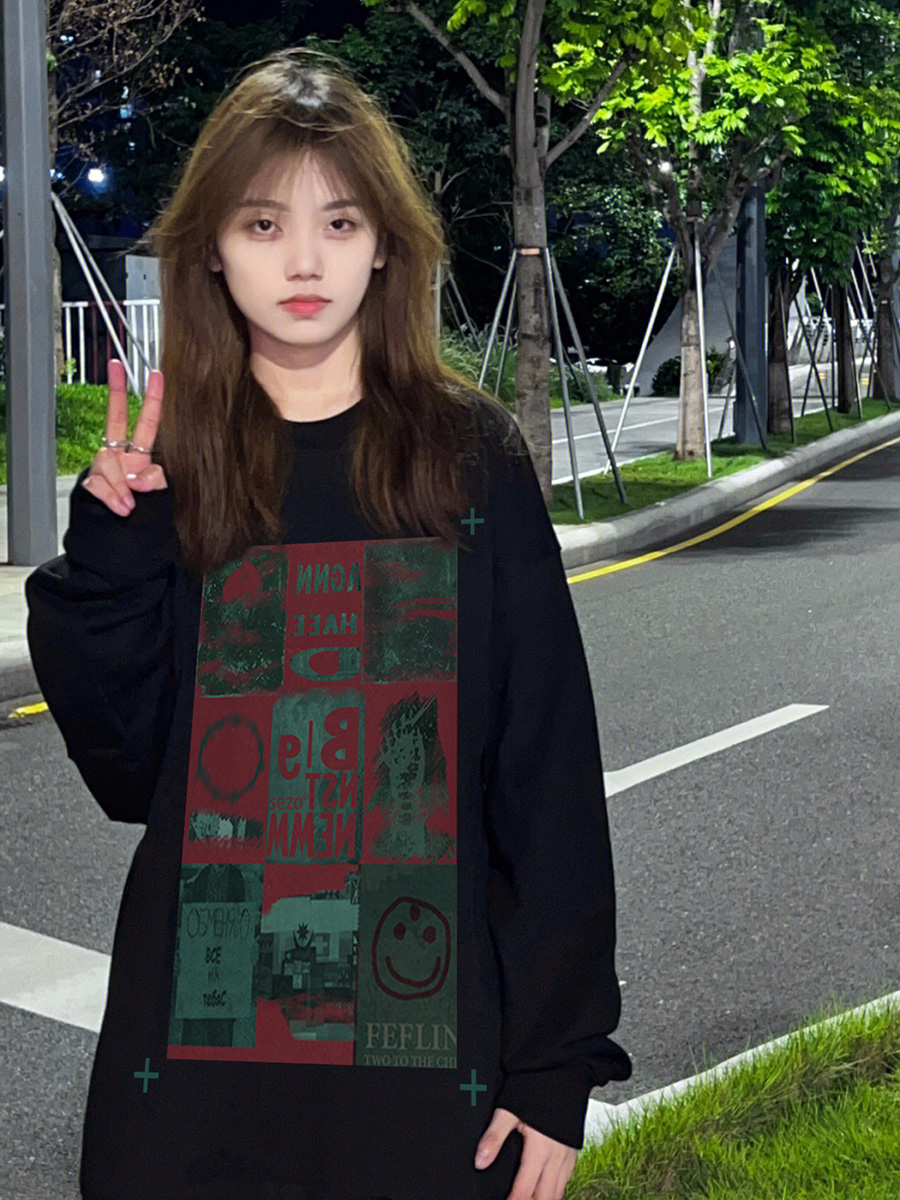2023年新款時尚學生裝 秋裝薄款衛衣女大碼 後包領 拉肩線 M-XXXL