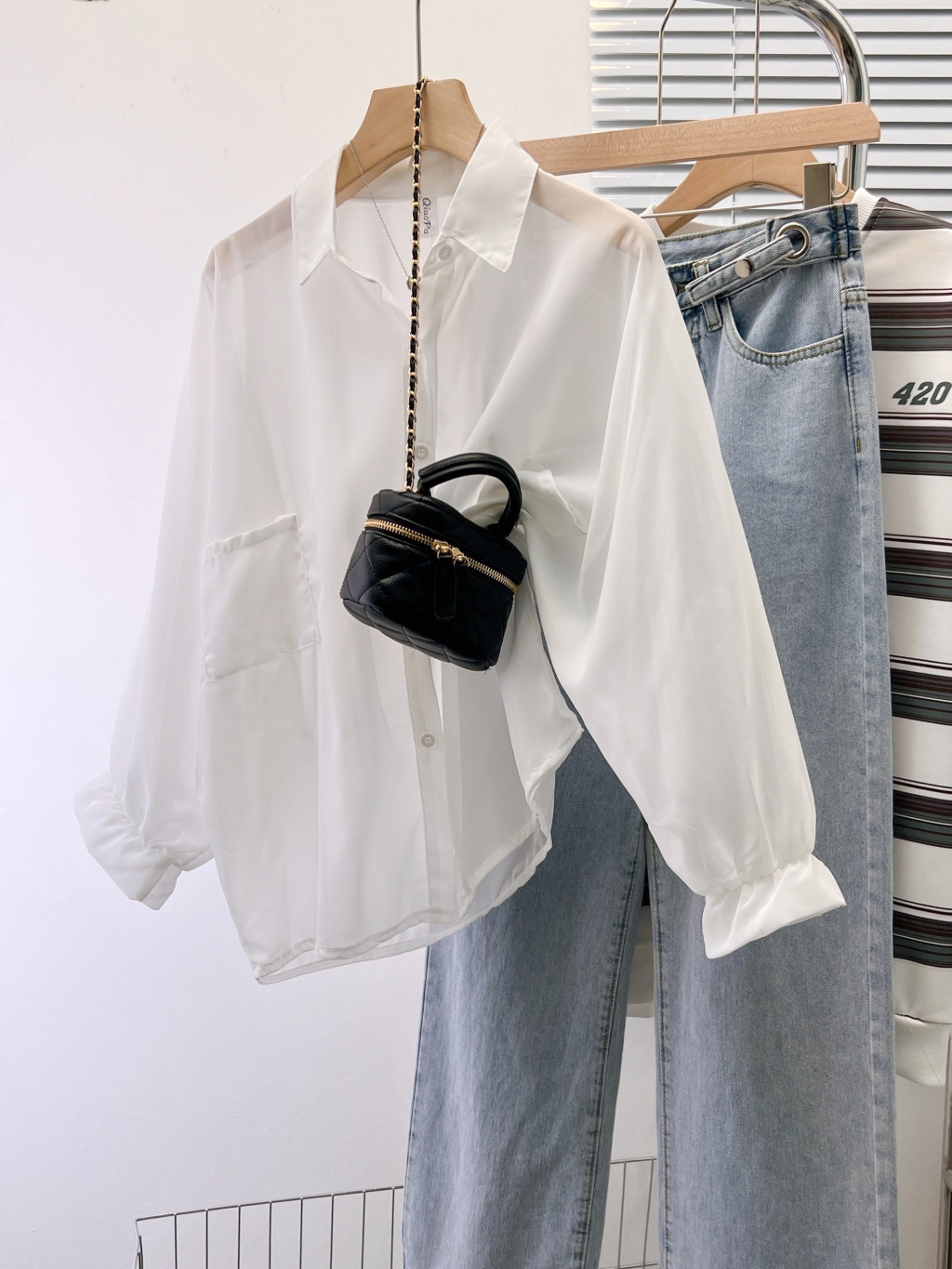 Actual shot of new fashion and casual Korean style encrypted chiffon shirt long-sleeved cardigan jacket sun protection clothing women's summer top
