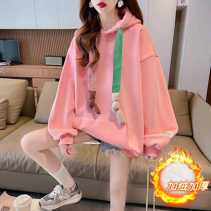 First real shot of pure cotton Chinese cotton composite silver fox velvet | back collar | Korean style hooded sweatshirt for women