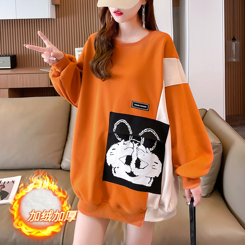首發實拍純棉華棉複合銀狐絨 | 後包領 | 韓版拼接衛衣女