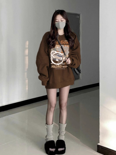 Anti-cotton Chinese cotton composite milk silk 300g/silver fox velvet 400g round neck sweatshirt for women