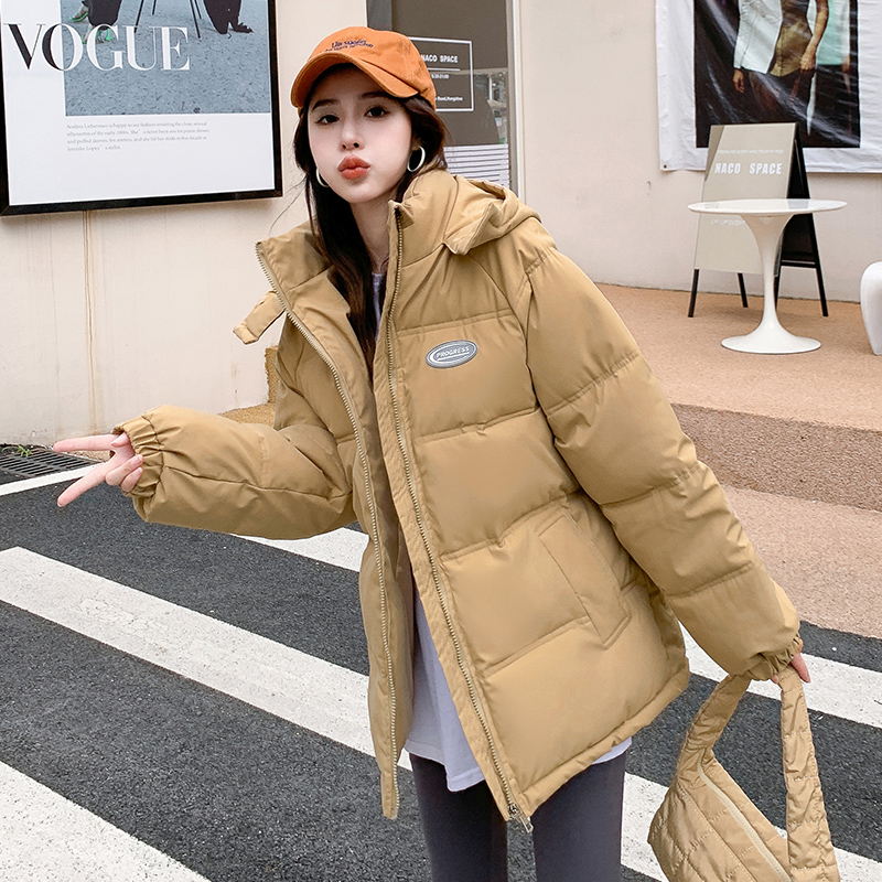 Real shot of short cotton coat for small women 2023 new winter Korean style loose student thickened hooded down cotton coat