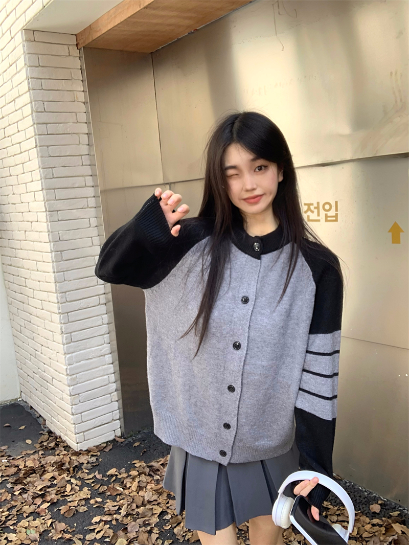 實拍   學院風毛衣開衫