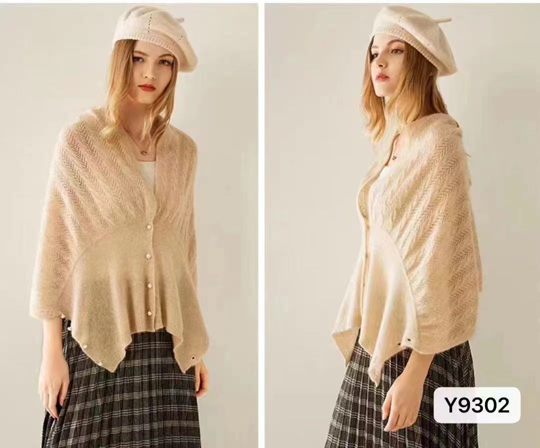 2023 new autumn Korean style lazy style solid color hollow outer sweater shawl jacket