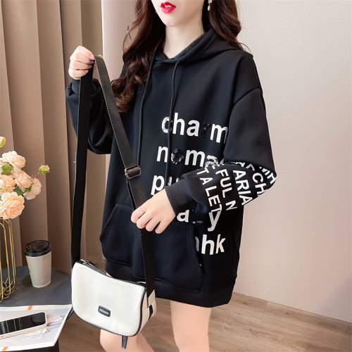 First real shot of pure cotton Chinese cotton composite milk silk thin hooded sweatshirt for women cartoon age reduction  spring and autumn new style