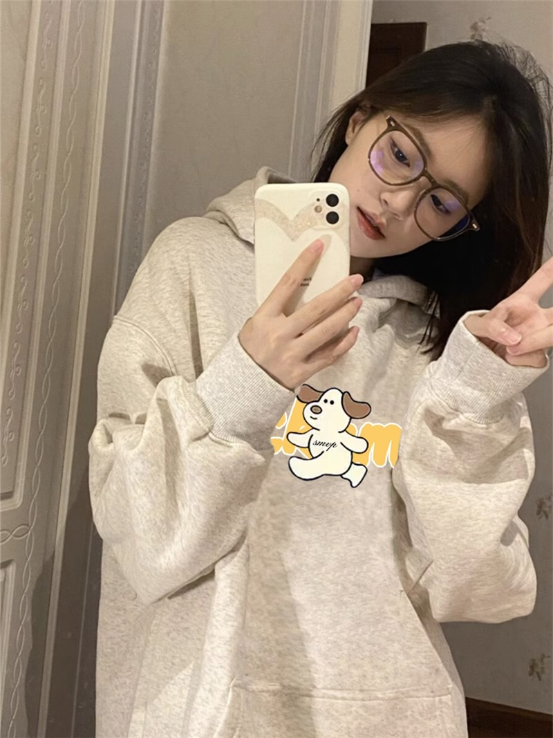 Anti-cotton Chinese cotton composite milk silk 300g/silver fox velvet 400g hooded sweatshirt for women