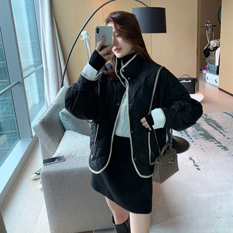 2023 autumn and winter new style cotton thickened fashionable retro stand-up collar cotton clothing trendy small fragrance Korean style light jacket for women