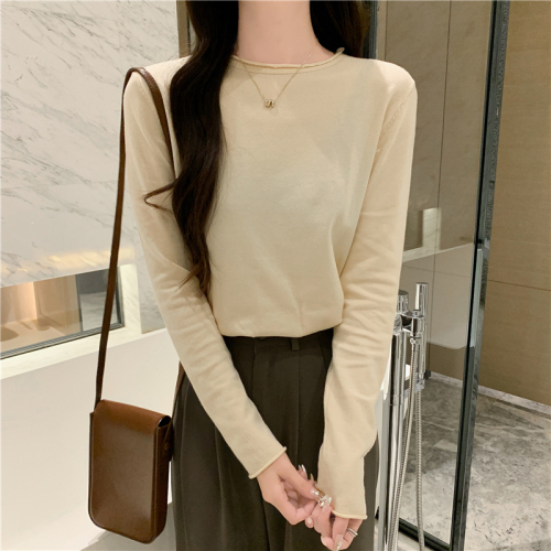 Real shot core-spun yarn knitted bottoming shirt for women in autumn and winter with early sweater long-sleeved autumn top