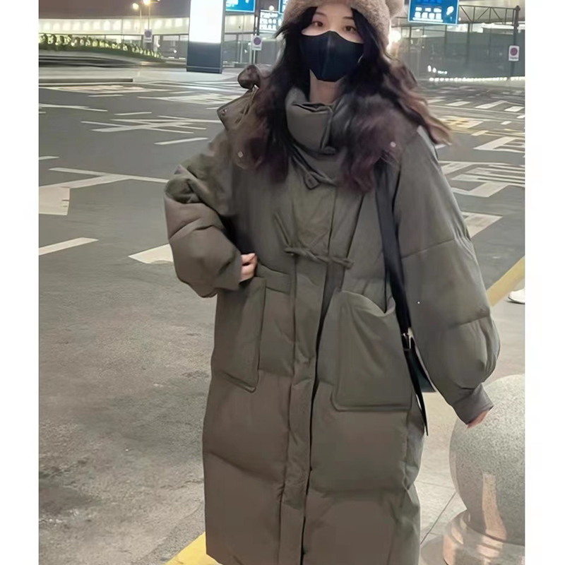 Korean style hooded 2023 winter new down jacket women's mid-length fashionable thickened bread coat and cotton jacket