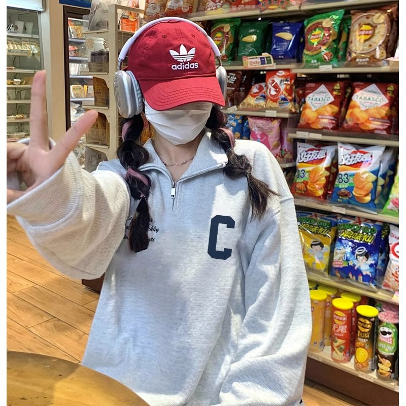 防棉華棉複合牛奶絲300克銀狐絨400克Polo領半拉鏈衛衣女