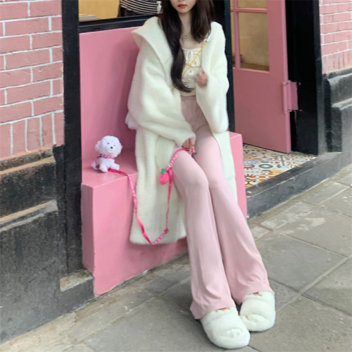 Your spicy halo lala snowman milk cake/autumn and winter mid-length hooded knitted sweater cardigan jacket