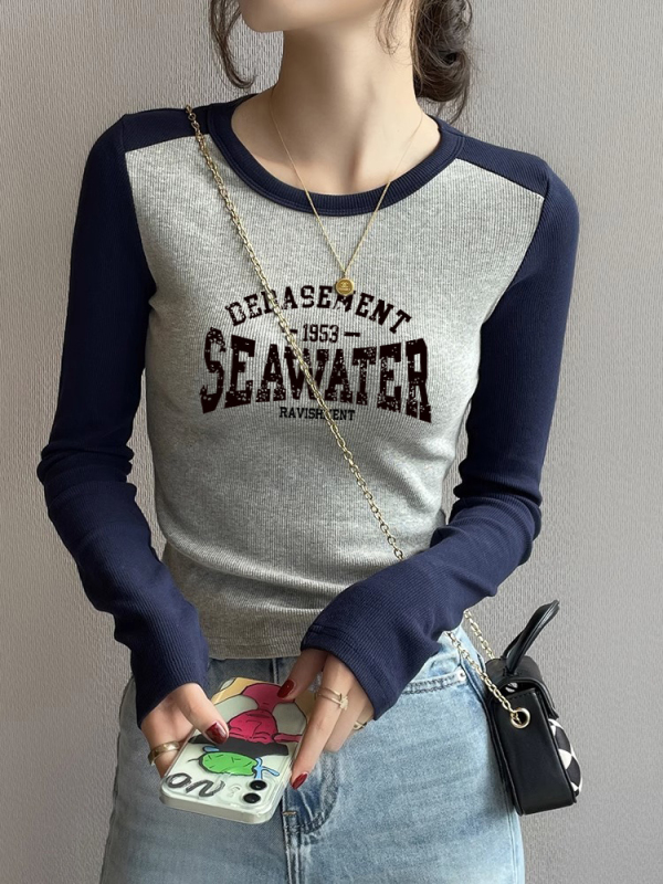 Actual shot - 260g pure cotton 2x2 threaded long-sleeved T-shirt women's early autumn top 2023 new spring and autumn