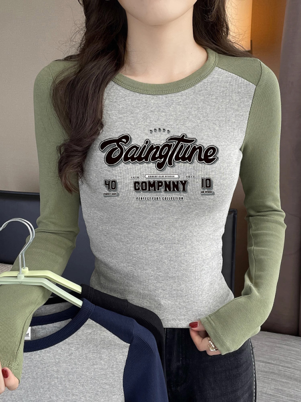 Real shot - 260g pure cotton 2x2 thread - 2023 long-sleeved T-shirt women's early autumn tops 2023 new spring and autumn