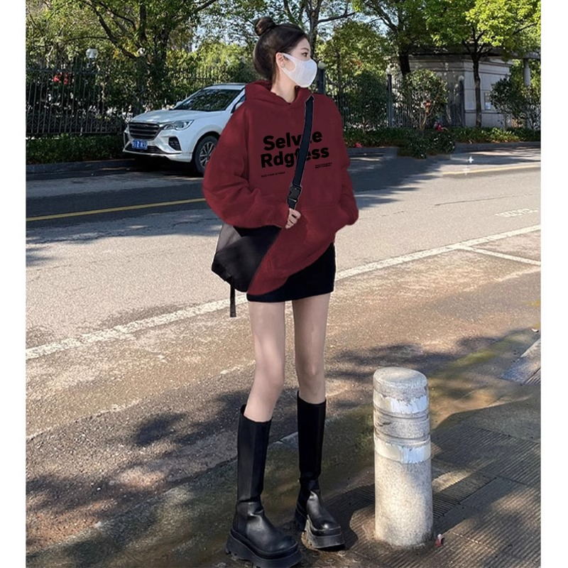 Anti-cotton Chinese cotton composite milk silk 300g/silver fox velvet 400g hooded sweatshirt for women