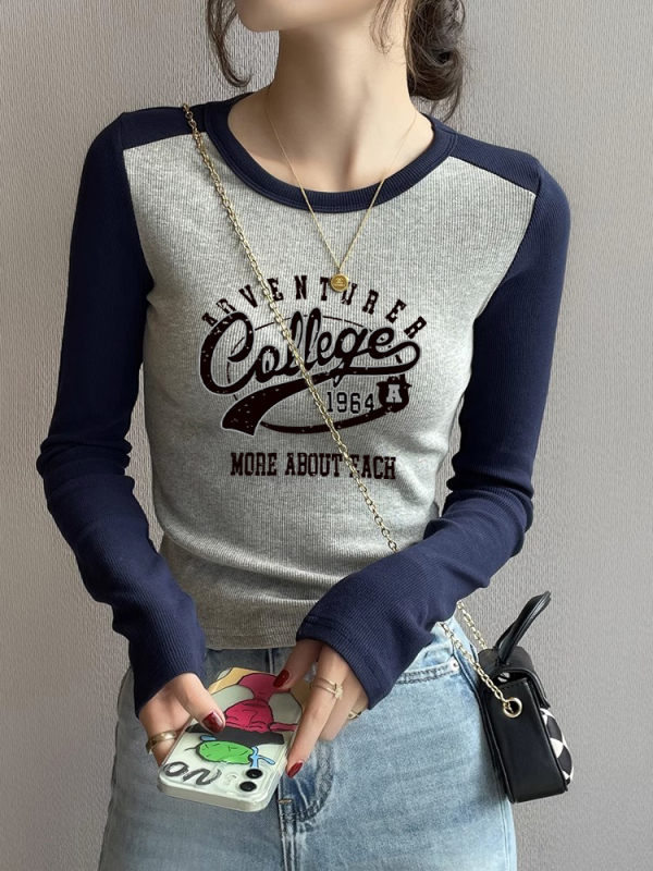 Actual shot - 260g pure cotton 2x2 threaded long-sleeved T-shirt women's early autumn top 2023 new spring and autumn