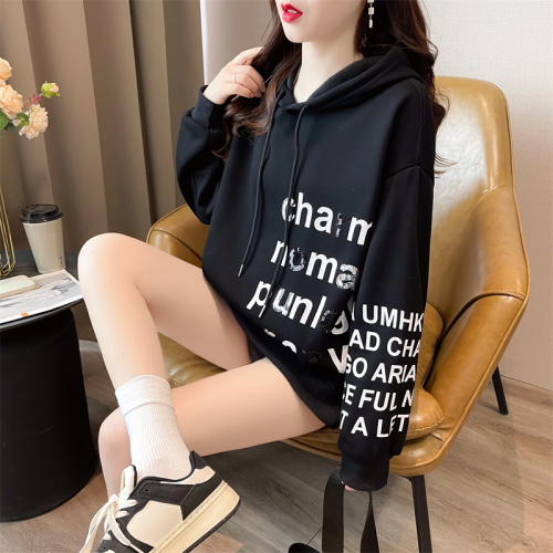 First real shot of pure cotton Chinese cotton composite milk silk thin hooded sweatshirt for women cartoon age reduction  spring and autumn new style