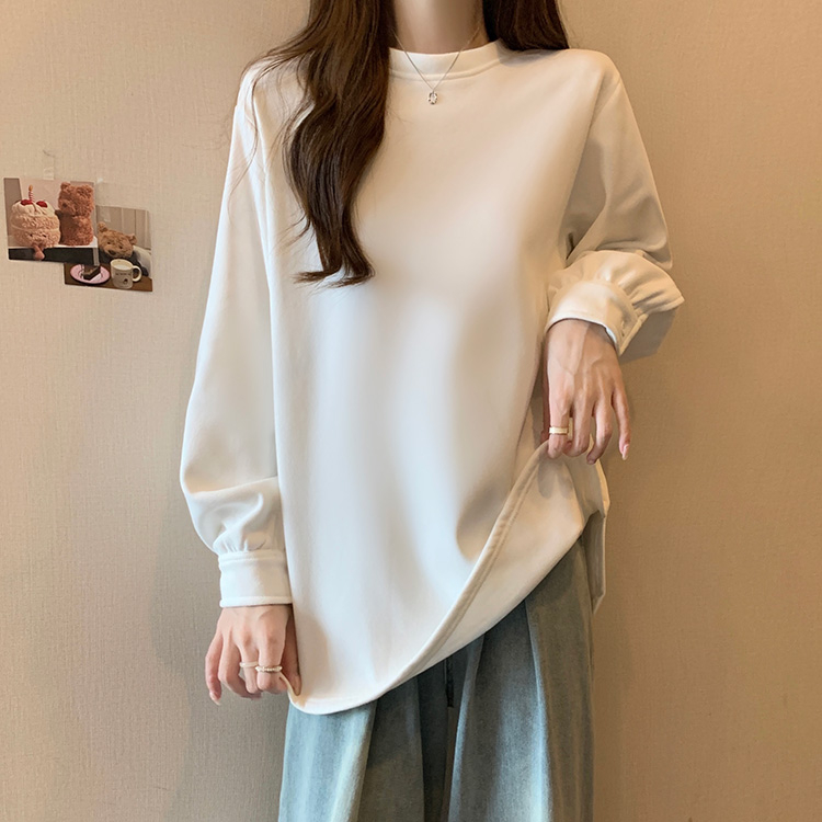 實拍400克純棉華棉複合超柔加絨加厚衛衣女韓版寬鬆中長款