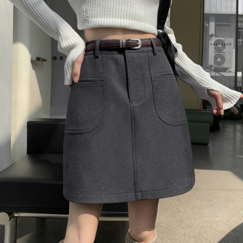 ~Skirt Women's High Waist Slimming A-Line Skirt Small Slim Fit Hip-covering Short Skirt
