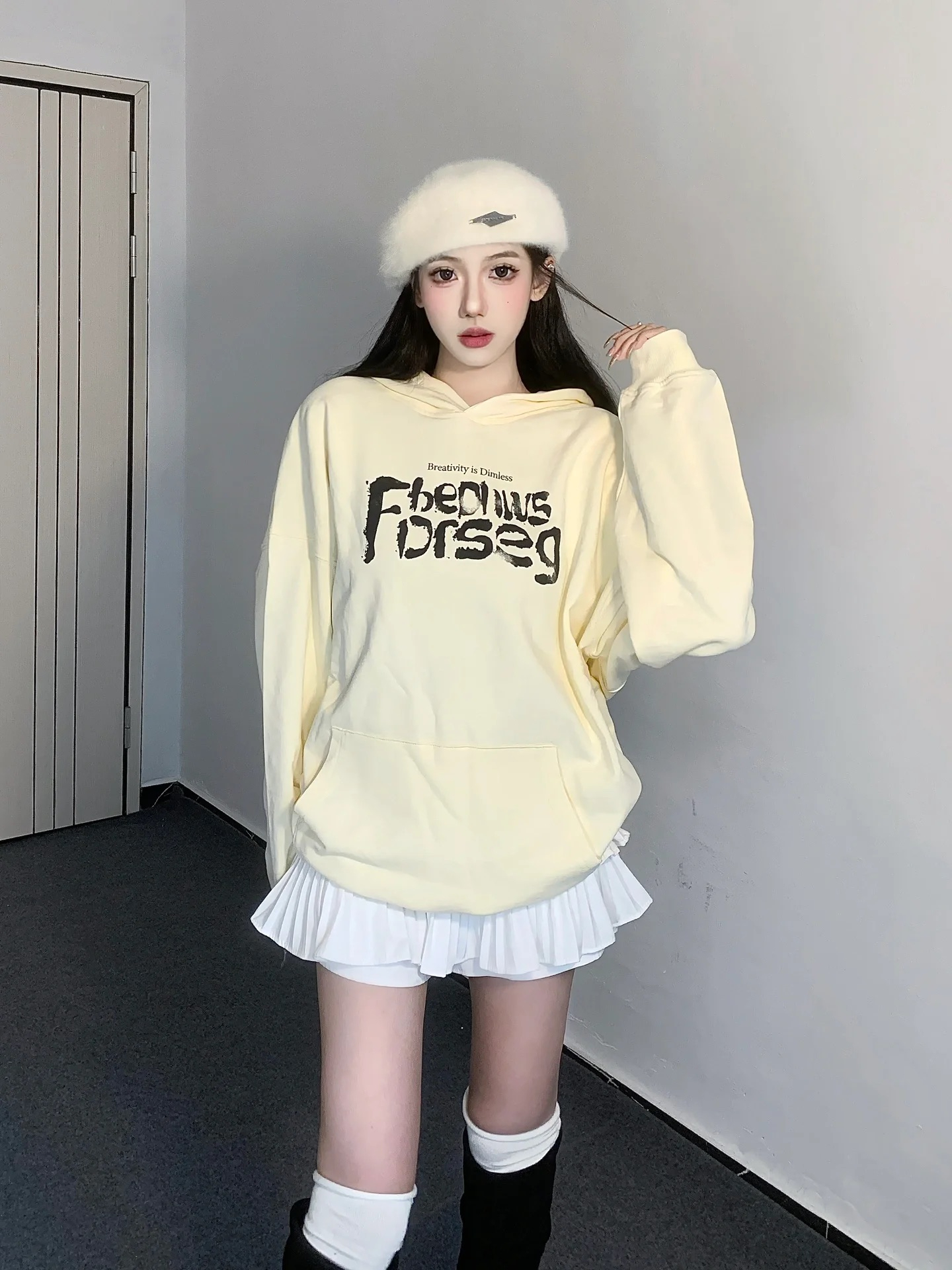 Anti-cotton Chinese cotton composite milk silk 300g/silver fox velvet 400g hooded sweatshirt for women