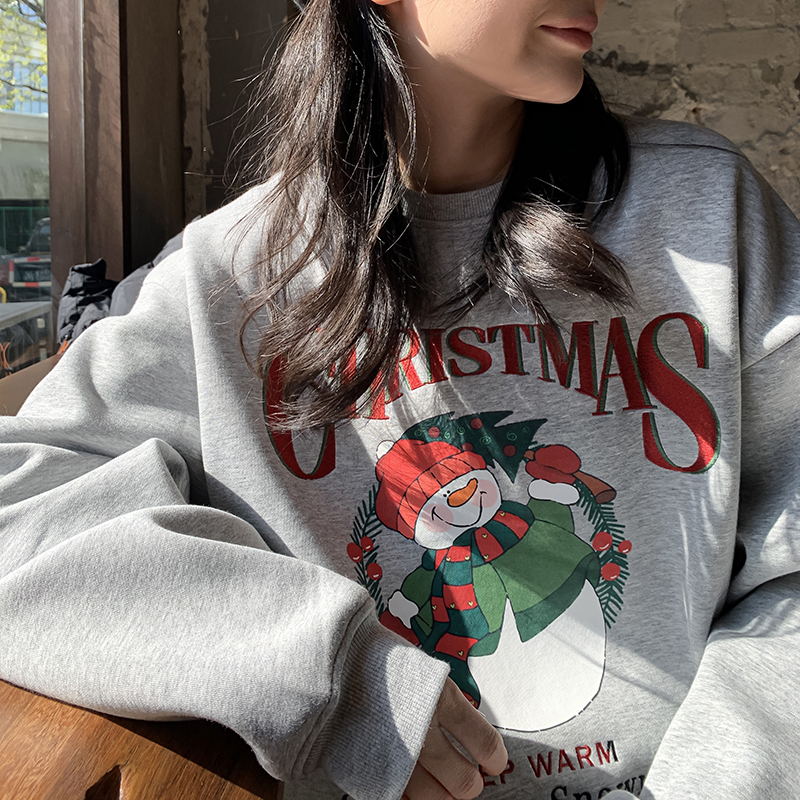 250g plus fleece / David's round neck autumn and winter sweatshirt for women plus fleece
